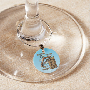 Fun Image of Cliff Hanger with Playful Wordplay Wine Charm