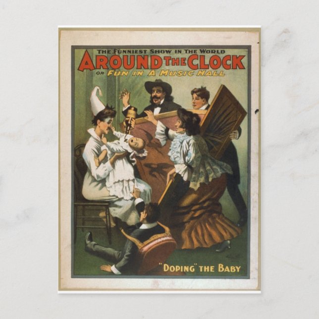 Fun in a music hall postcard (Front)