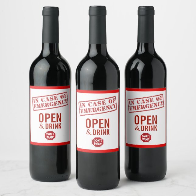 Fun In Case Of Emergency Wine Labels! Label (Bottles)