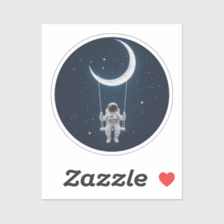 Fun in Space - Astronaut Swinging on the Moon Sticker