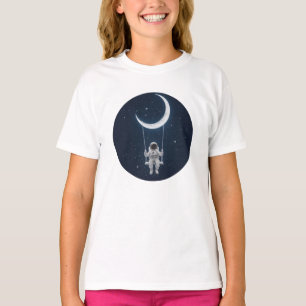 Fun in Space - Astronaut Swinging on the Moon T-Shirt