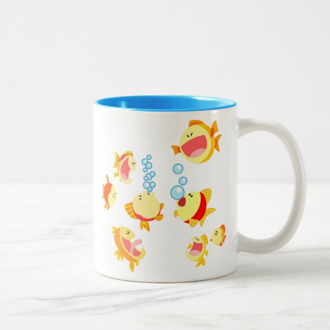 Fun in The Fish Tank (Cartoon Fish) Two-Tone Mug (Right)
