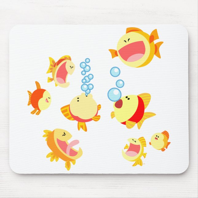 Fun in The Fish Tank Cartoon Mousepad (Front)