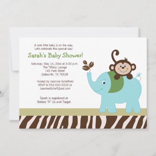 Fun in the Jungle Elephant Baby Shower Invitation