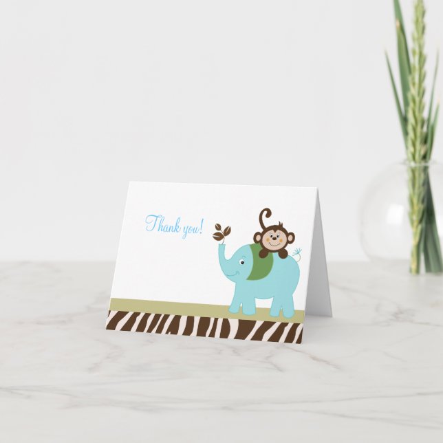 Fun in the Jungle Elephant Folded Thank you notes (Front)