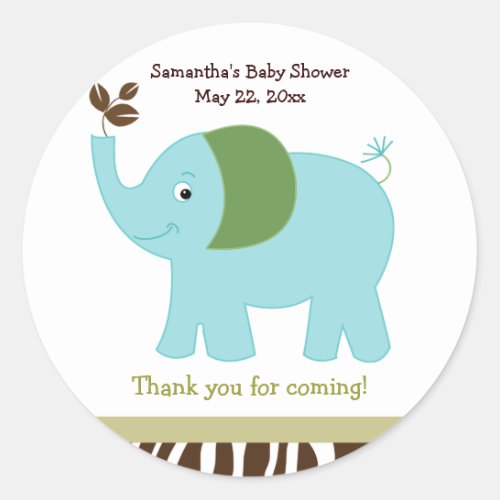 Fun in the Jungle Elephant Round Favor Sticker