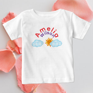 Fun in the Sky Rainbow Name Cloud Sun Baby T-Shirt
