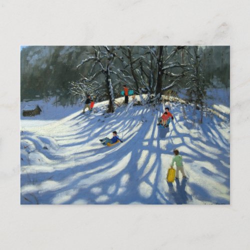 Fun in the snow Morzine France Postcard