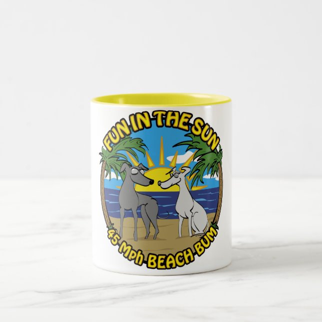 FUN IN THE SUN 45 Mph BEACH BUM Two-Tone Coffee Mug (Center)