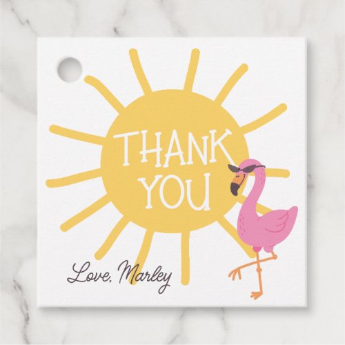 Fun in the Sun Beach Animal Flamingo Thank You Favor Tags