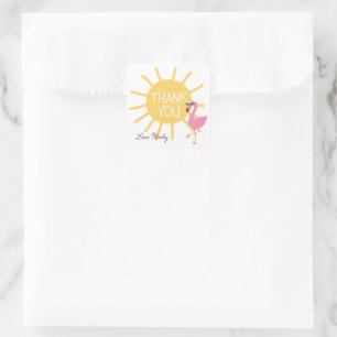 Fun in the Sun Beach Animal Flamingo Thank You Square Sticker
