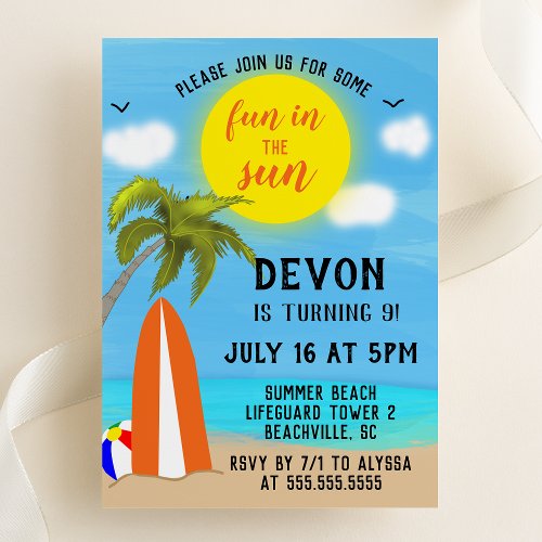 Fun in the Sun Beach Birthday Party Invitation