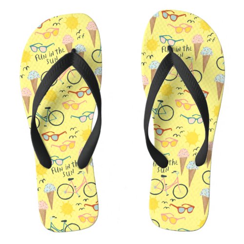 Fun in the Sun Beach Summer Holidays Pattern Flip Flops