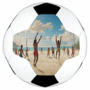 Fun In The Sun Beach Volleyball Oil Paint, Soccer Ball