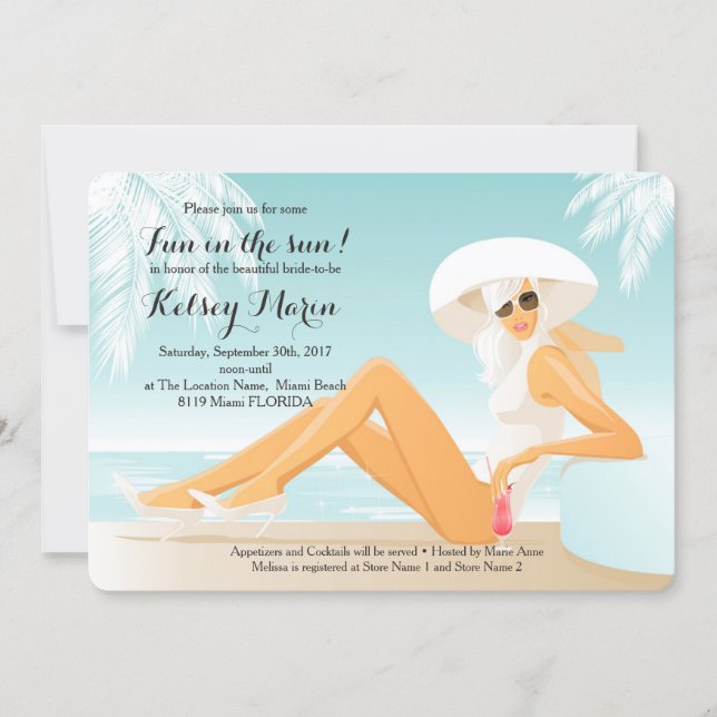 Fun in the Sun Bridal Shower Pool Party Invitation (Front)