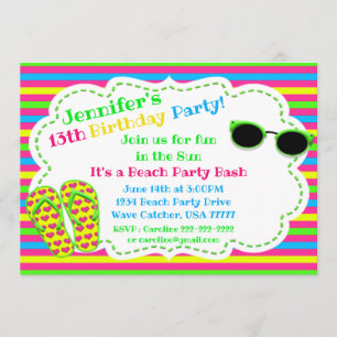 Fun In The Sun Flip Flop Sunglasses Beach Bash Invitation