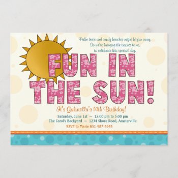 Fun In The Sun Invitation by PixiePrints at Zazzle