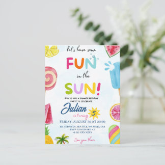 fun in the sun invitation postcard