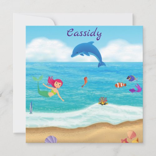 Fun in the Sun Mermaid Dolphin Beach Personalized