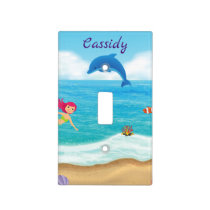 Fun in the Sun Mermaid Dolphin Beach Personalized Light Switch Cover