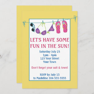 Fun In The Sun Pool Party Birthday Invitation