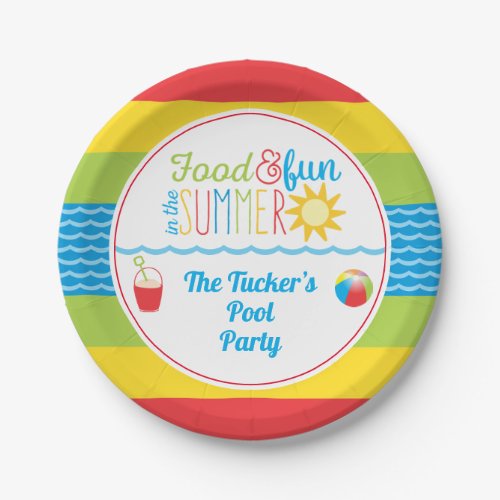 Fun in the Sun Pool Party Cute and Colorful Paper Plates