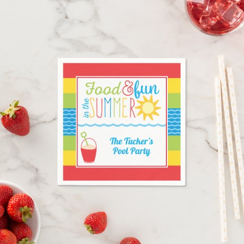 Fun in the Sun Pool Party Cute  Colorful Napkins