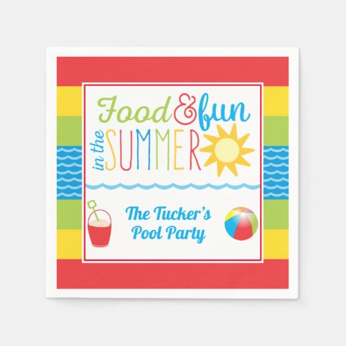 Fun in the Sun Pool Party Cute Summer Napkins