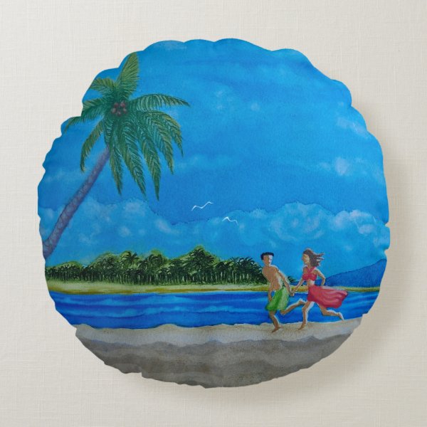 Fun in the Sun Run Round Pillow