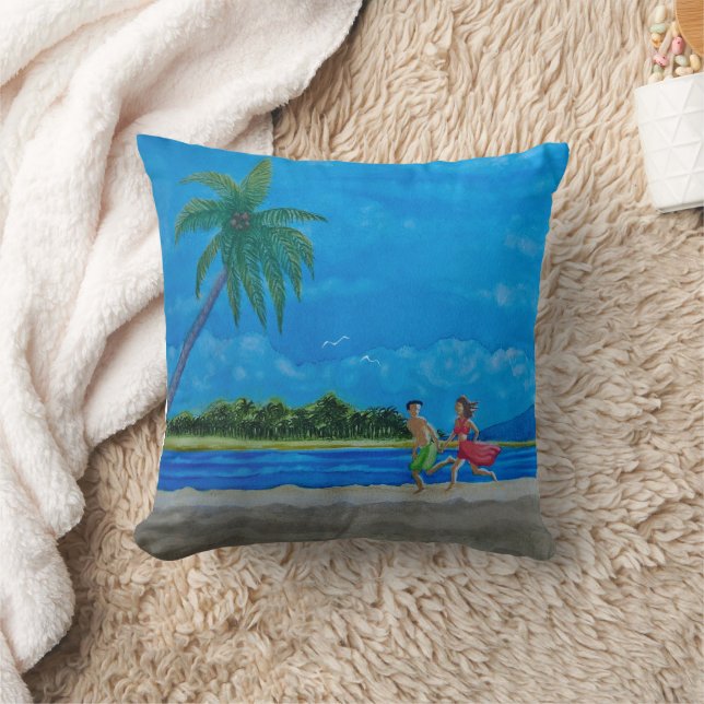Fun in the Sun Run Throw Pillow (Blanket)