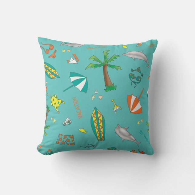 Fun in the Sun Sand 'n Sea Throw Pillow (Front)