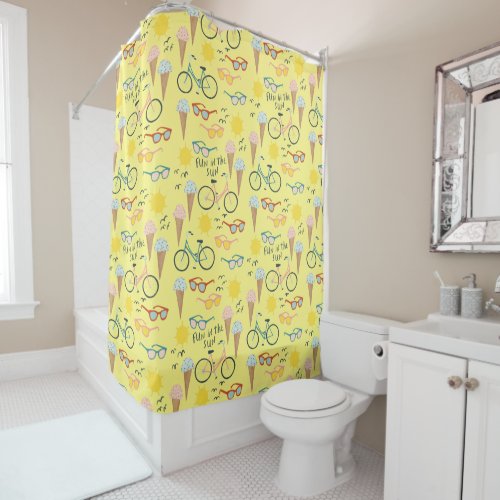 FUN IN THE SUN Summer Beach Holiday Ice Cream Shower Curtain