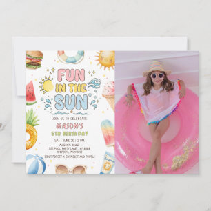 Fun In The Sun Summer Birthday Photo Invitation