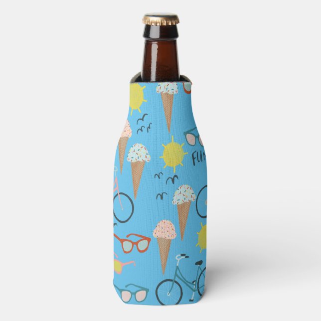 FUN IN THE SUN summer vacaction colorful Bottle Cooler (Bottle Front)
