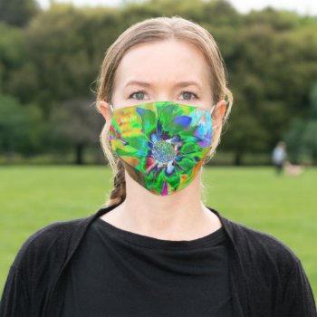 Fun In The Sun Sunflower Green  Blue  Purple  Pink Adult Cloth Face Mask by Omtastic at Zazzle
