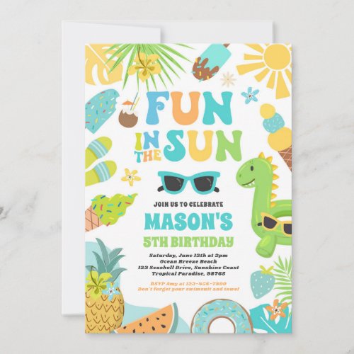 Fun In The Sun Tropical Beach Birthday Party Invitation