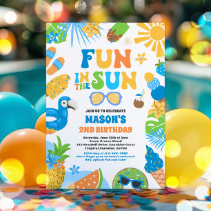 Fun In The Sun Tropical Beach Birthday Party Invitation