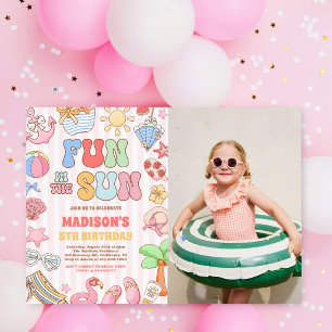 Fun In The Sun Tropical Beach Birthday Photo Invitation