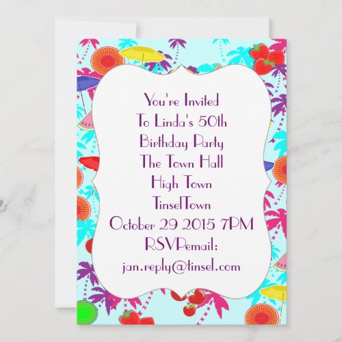 Fun In The Sun Tropical Party Time Invites