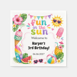 Fun in the Sun Tropical Summer Birthday Napkins