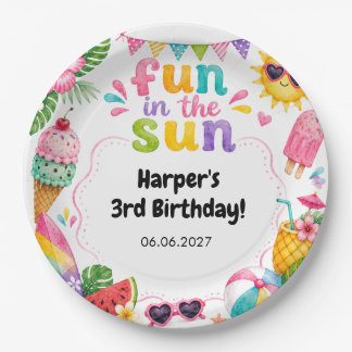 Fun in the Sun Tropical Summer Birthday Paper Plates