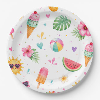 Fun in the Sun Tropical Summer Birthday Paper Plates