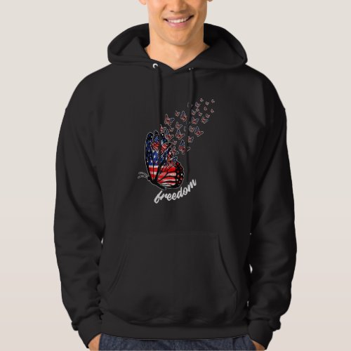 Fun Independence Day Usa Flag Freedom Butterfly Gr Hoodie