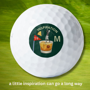 Fun Inspirational 19th Hole Cocktail Monogram  Golf Balls