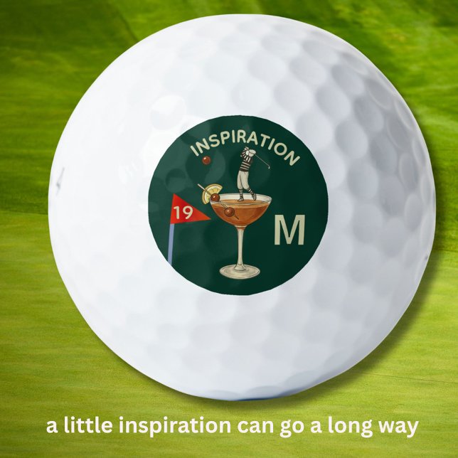Fun Inspirational 19th Hole Cocktail Monogram  Golf Balls (Creator Uploaded)