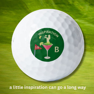 Fun Inspirational 19th Hole Cocktail Monogram Golf Balls