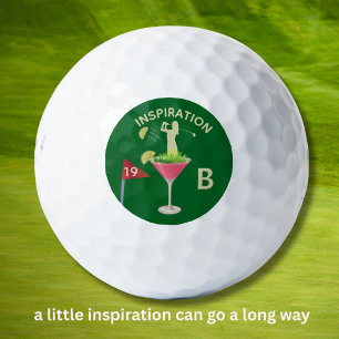 Fun Inspirational 19th Hole Cocktail Monogram Golf Balls