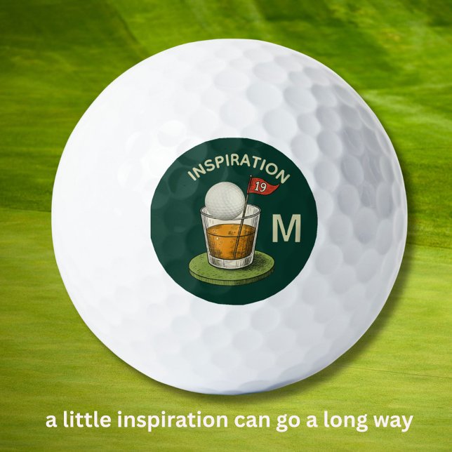 Fun Inspirational 19th Hole Drink Monogram  Golf Balls (Creator Uploaded)