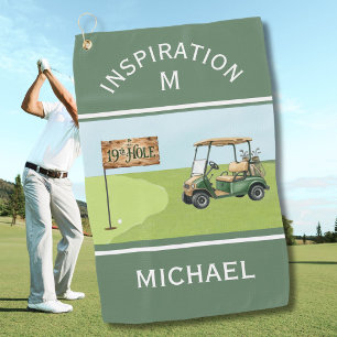 Fun Inspirational 19th Hole Name Monogram  Golf Towel