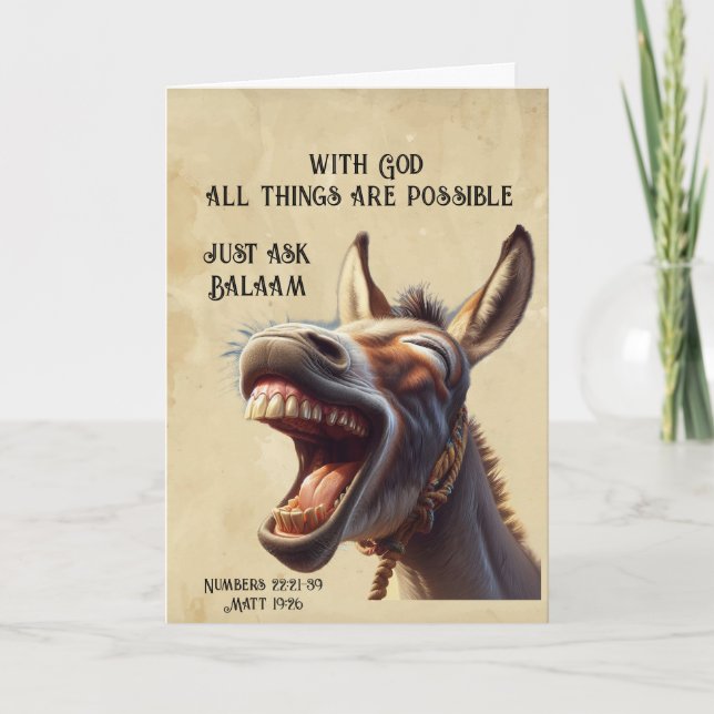 Fun Inspirational Bible  Quote Balaam's Donkey Card (Front)